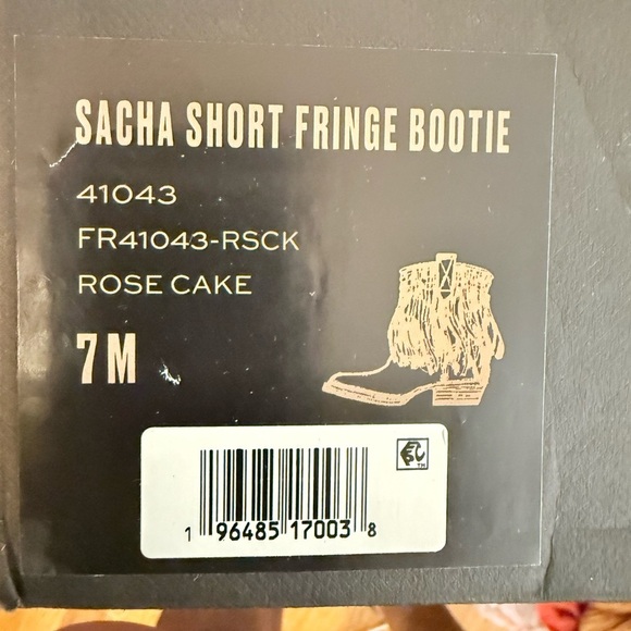 NWB $358 FRYE Sacha Short Fringe Suede Ankle Bootie Rose Pink Western Boho Sz 7 - Picture 6 of 7
